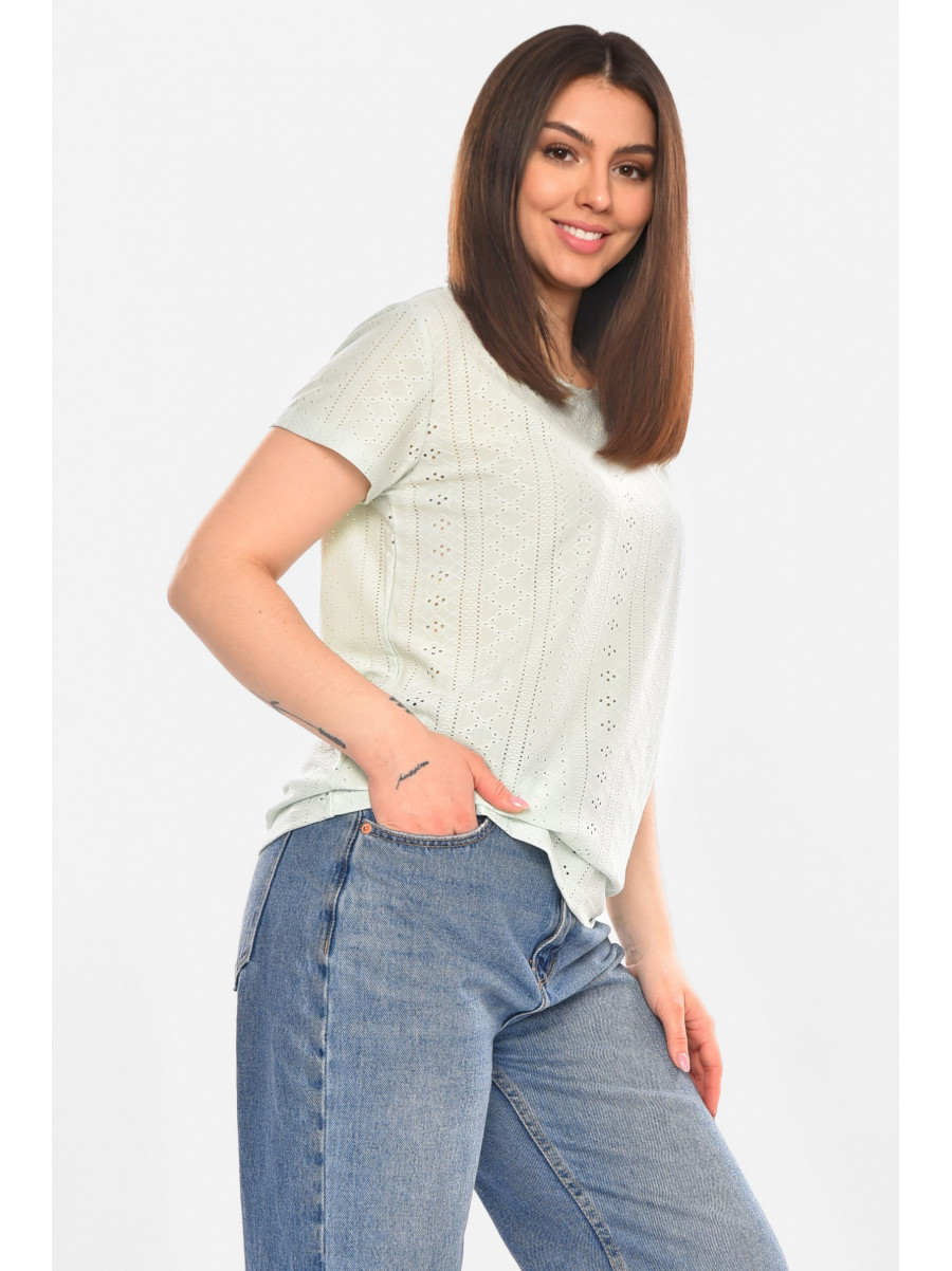 Футболка женская однотонная мятного цвета 2265 210366C