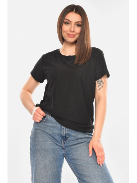 Футболка женская однотонная черного цвета 2265 210367C