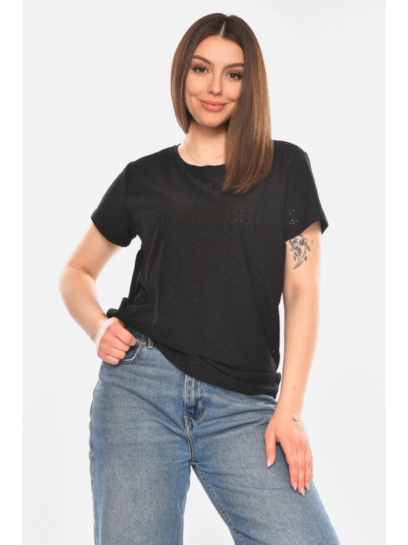 Футболка женская однотонная черного цвета 2265 210367C