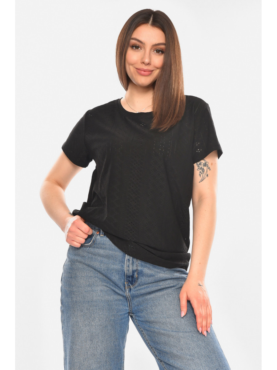 Футболка женская однотонная черного цвета 2265 210367C