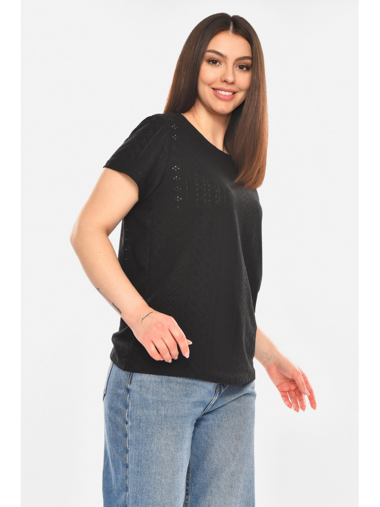 Футболка женская однотонная черного цвета 2265 210367C
