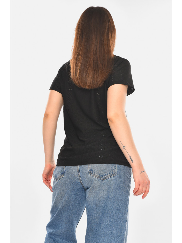Футболка женская однотонная черного цвета 2265 210367C