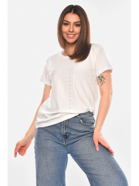 Футболка женская однотонная белого цвета 2265 210368C
