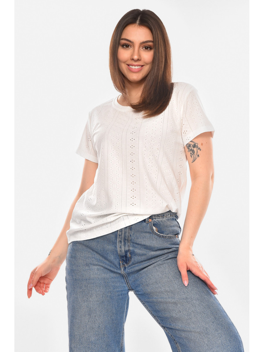 Футболка женская однотонная белого цвета 2265 210368C