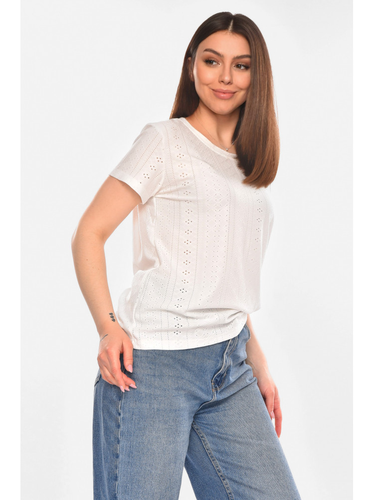 Футболка женская однотонная белого цвета 2265 210368C