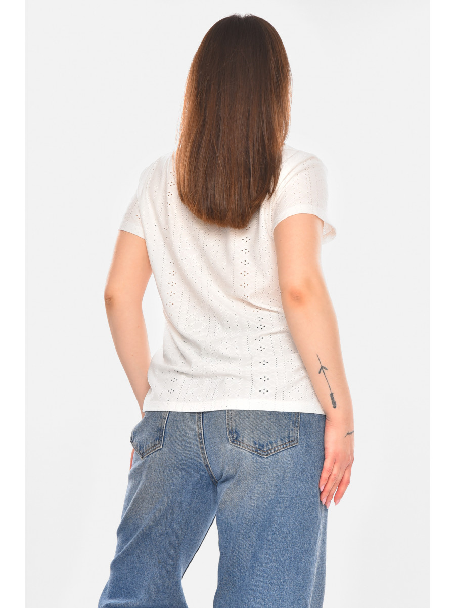 Футболка женская однотонная белого цвета 2265 210368C