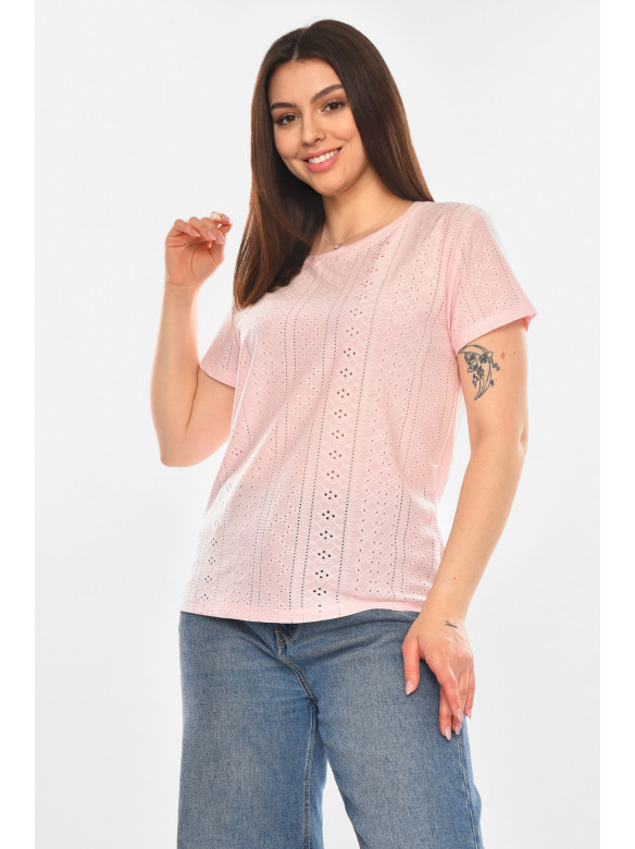 Футболка женская однотонная розового цвета 2265 210369C