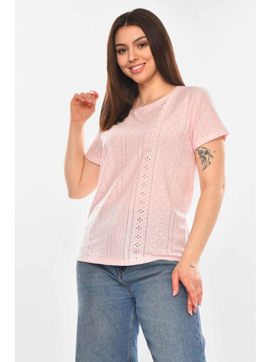 Футболка женская однотонная розового цвета 2265 210369C