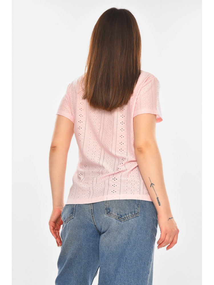 Футболка женская однотонная розового цвета 2265 210369C