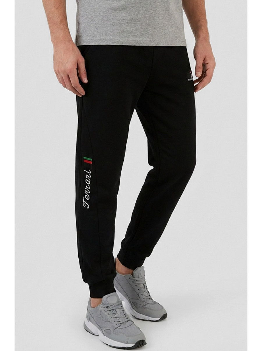 Спортивні штани чоловічі на флісі чорного кольору CS-2203 210373C