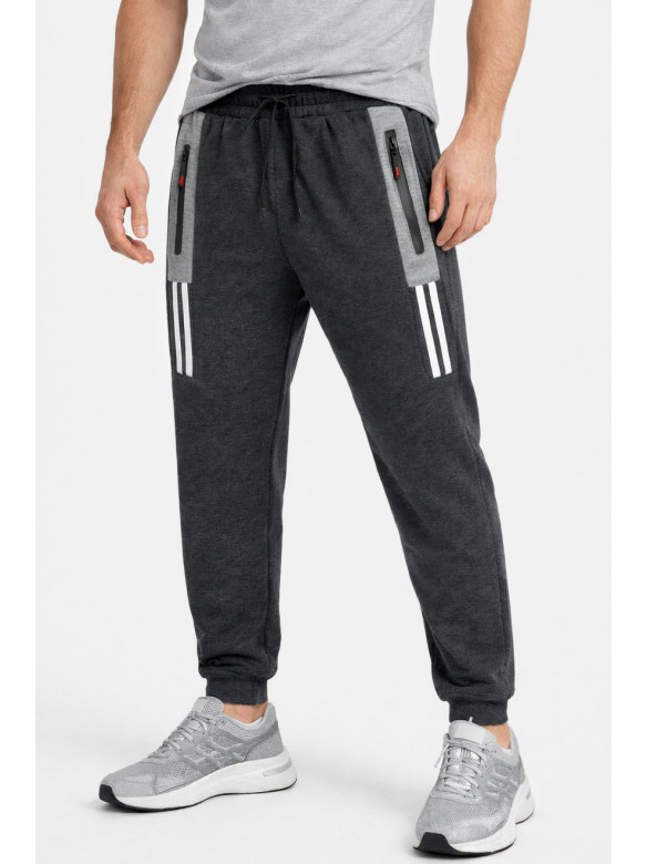 Спортивні штани чоловічі на флісі темно-сірого кольору CS-405 210376C