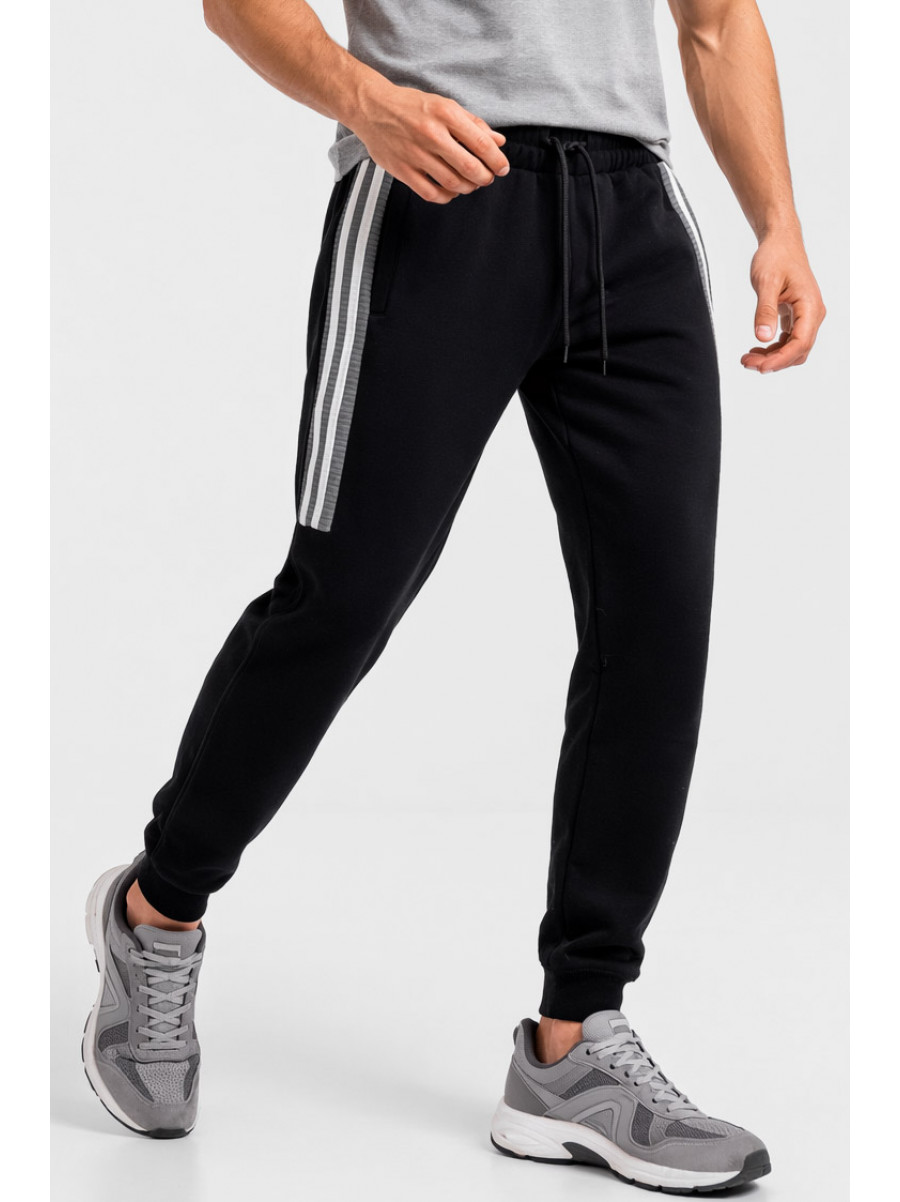 Спортивні штани чоловічі на флісі чорного кольору CS-402 210377C