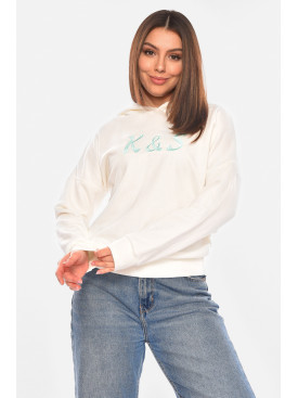 Худі жіноче білого кольору з принтом 249 210393C