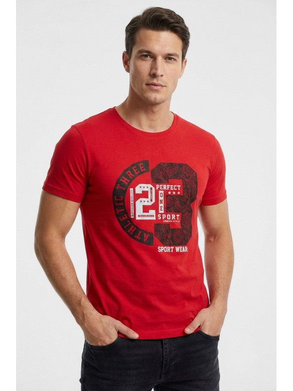 Футболка мужская красного цвета с принтом 210400C