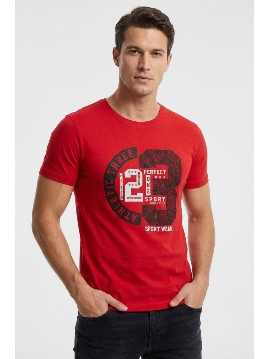 Футболка мужская красного цвета с принтом 210400C