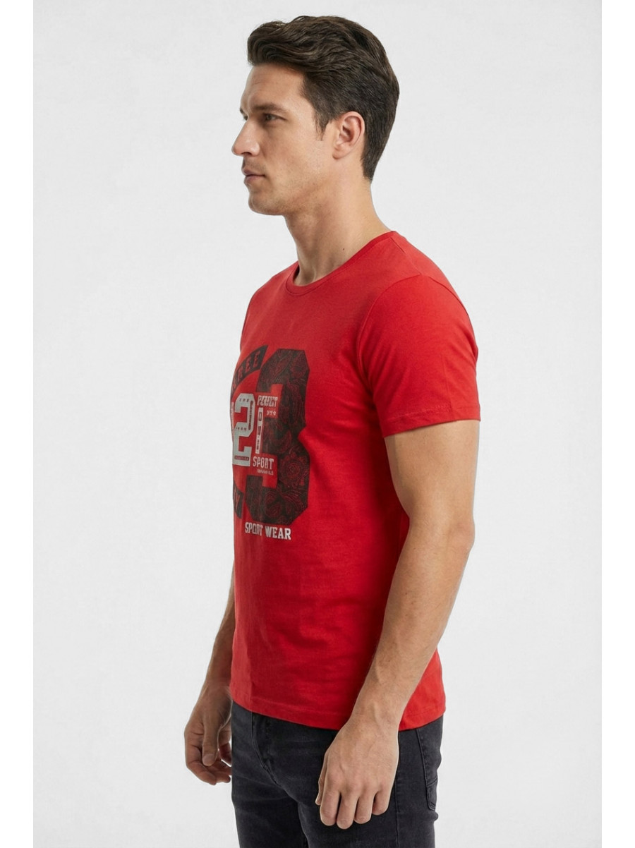 Футболка мужская красного цвета с принтом 210400C