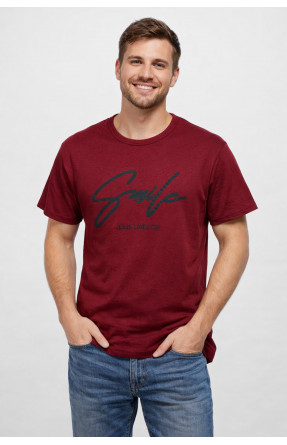 Футболка мужская бордового цвета с принтом 210403C