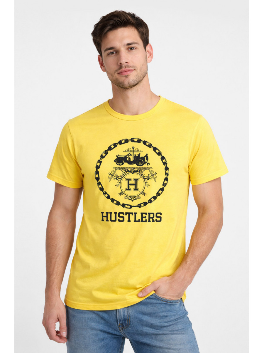 Футболка мужская желтого цвета с принтом 210404C