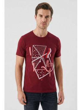 Футболка чоловіча бордового кольору з принтом 210405C