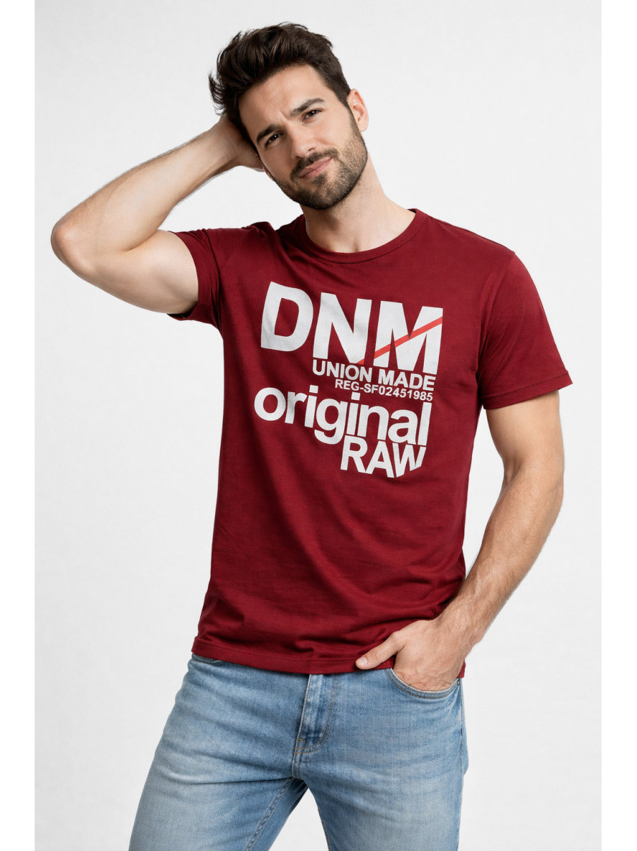 Футболка мужская бордового цвета с принтом 210407C