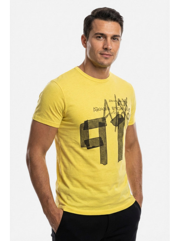 Футболка мужская желтого цвета с принтом 210409C