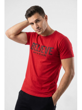 Футболка чоловіча червоного кольору з принтом 210413C