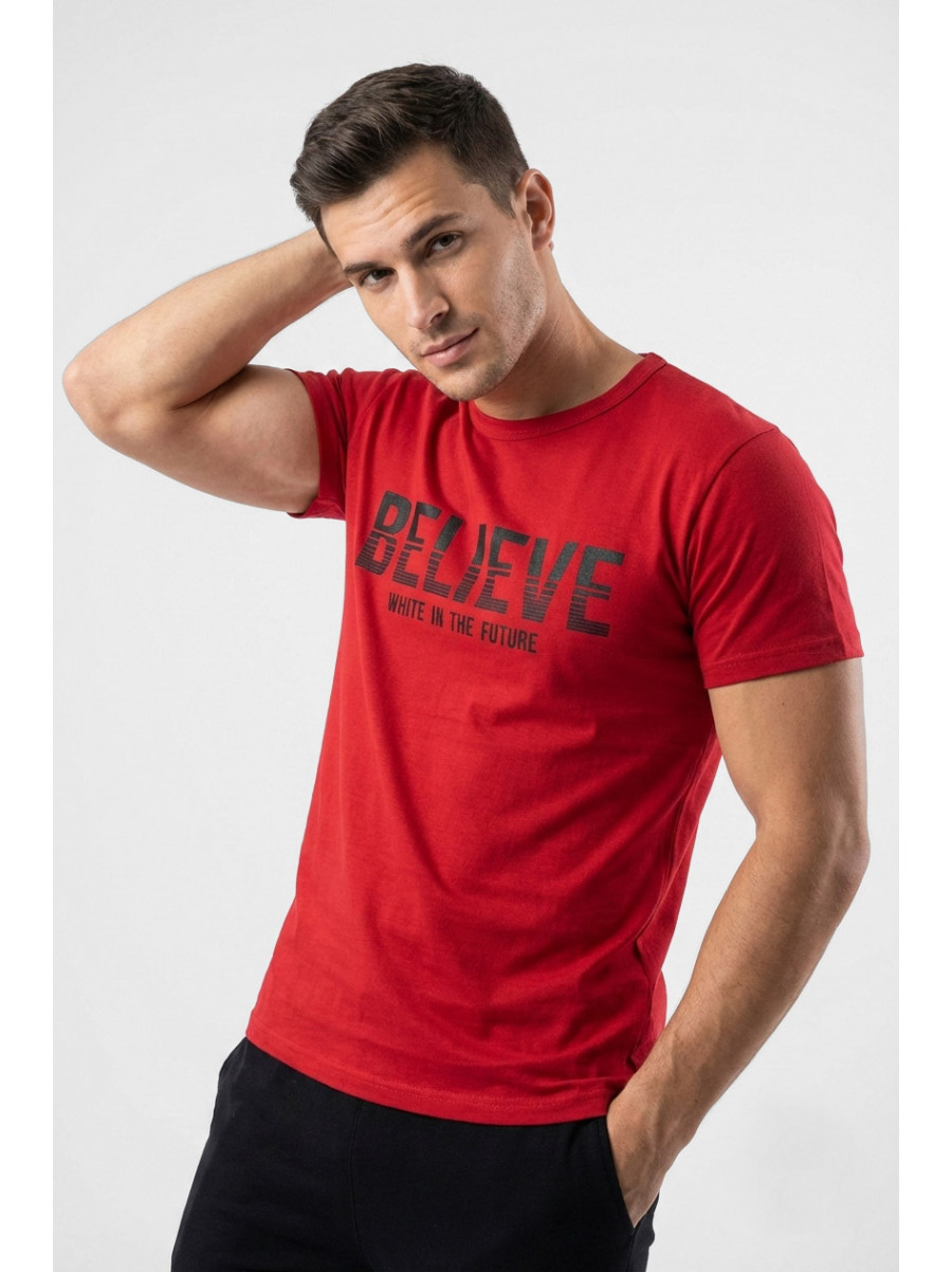 Футболка мужская красного цвета с принтом 210413C