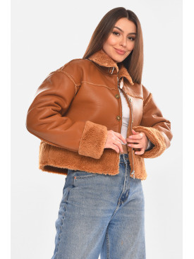 Дублянка жіноча однотонна коричневого кольору 6939 210414C