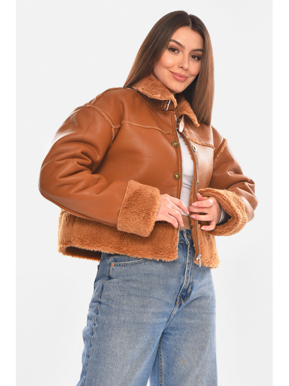 Дублянка жіноча однотонна коричневого кольору 6939 210414C