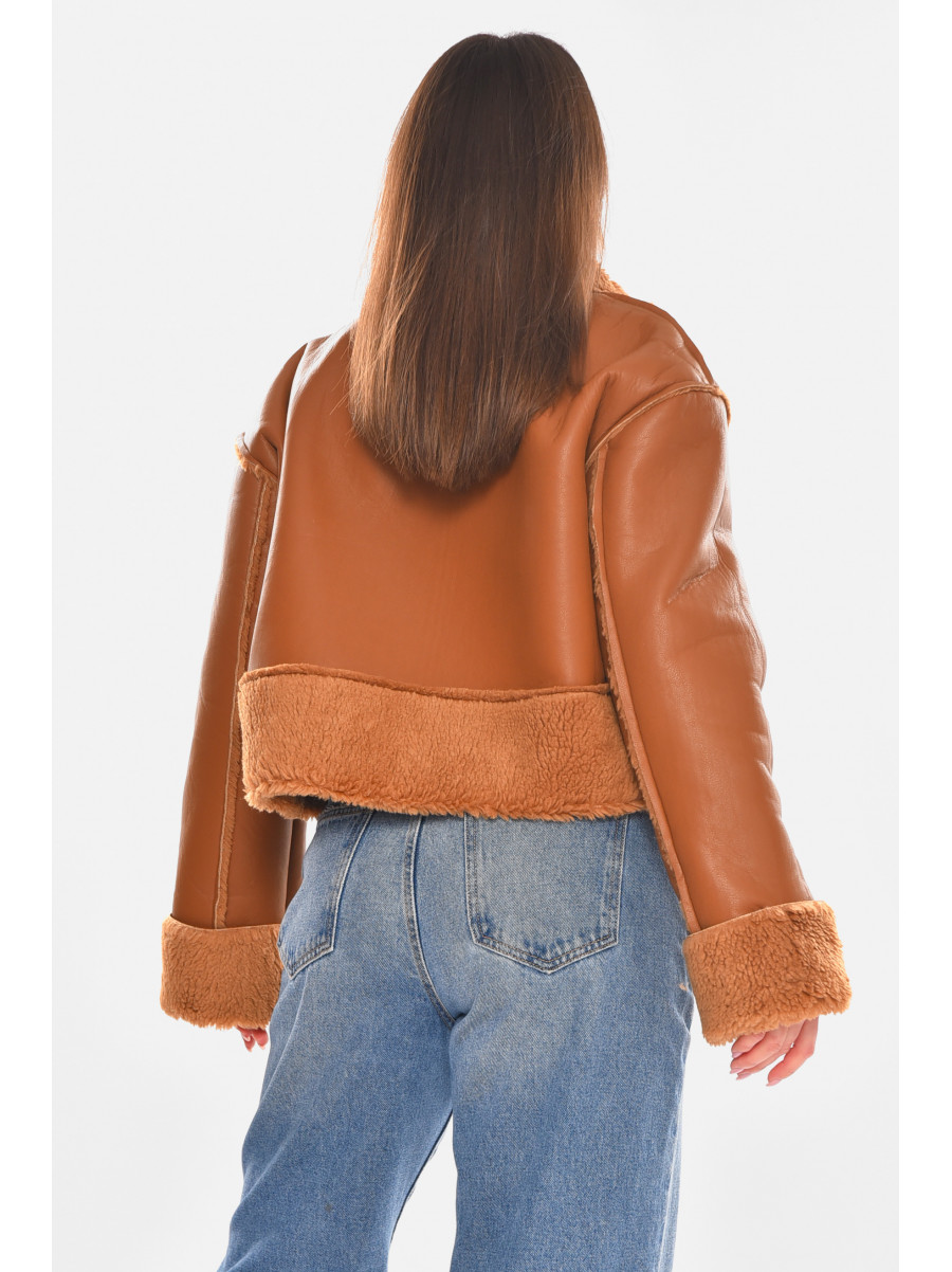 Дублянка жіноча однотонна коричневого кольору 6939 210414C