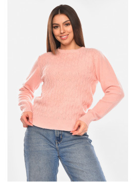Свитер женский однотонный розового цвета 9070 210415C Свитер женский однотонный розового цвета 9070 210415C