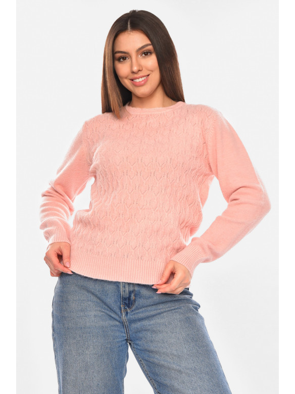 Свитер женский однотонный розового цвета 9070 210415C
