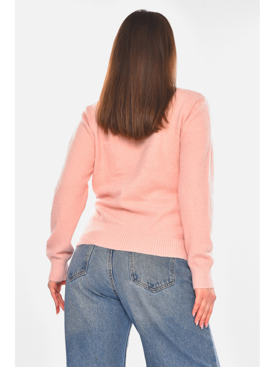 Свитер женский однотонный розового цвета 9070 210415C