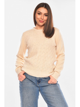 Свитер женский однотонный бежевого цвета 9070 210416C
