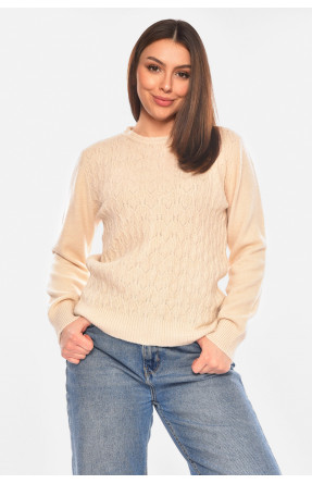 Свитер женский однотонный бежевого цвета 9070 210416C
