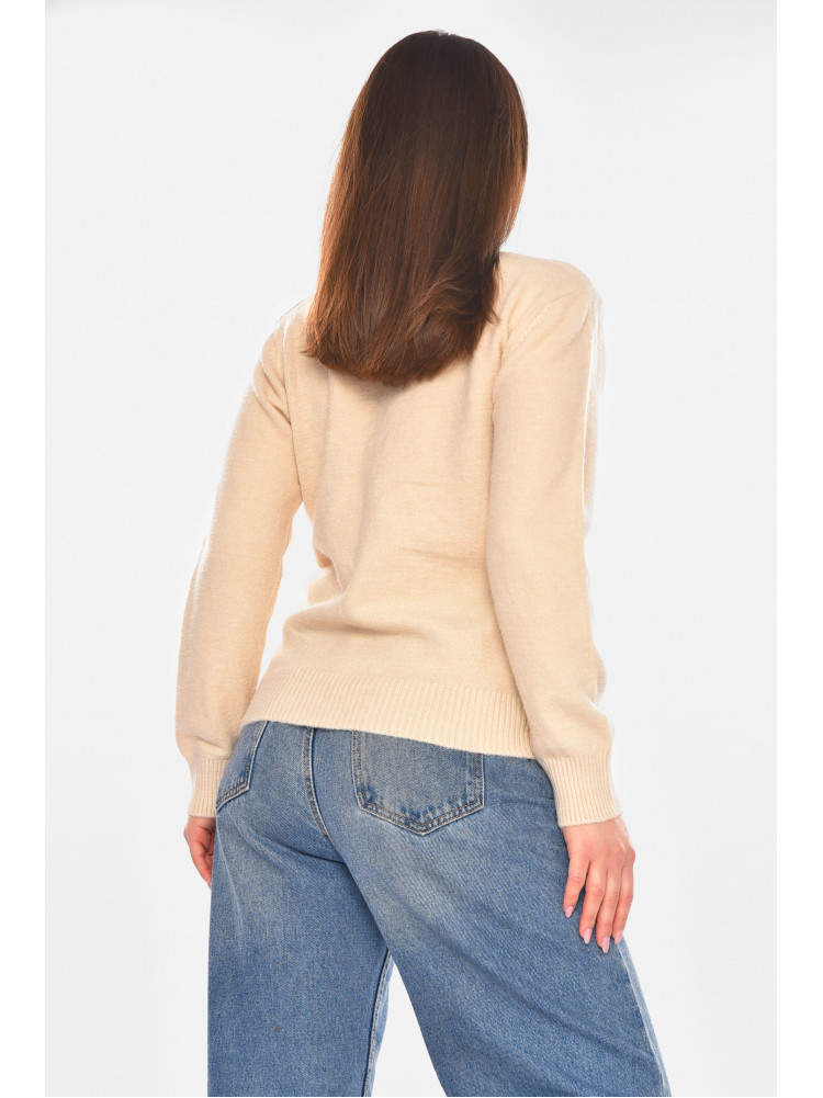 Свитер женский однотонный бежевого цвета 9070 210416C