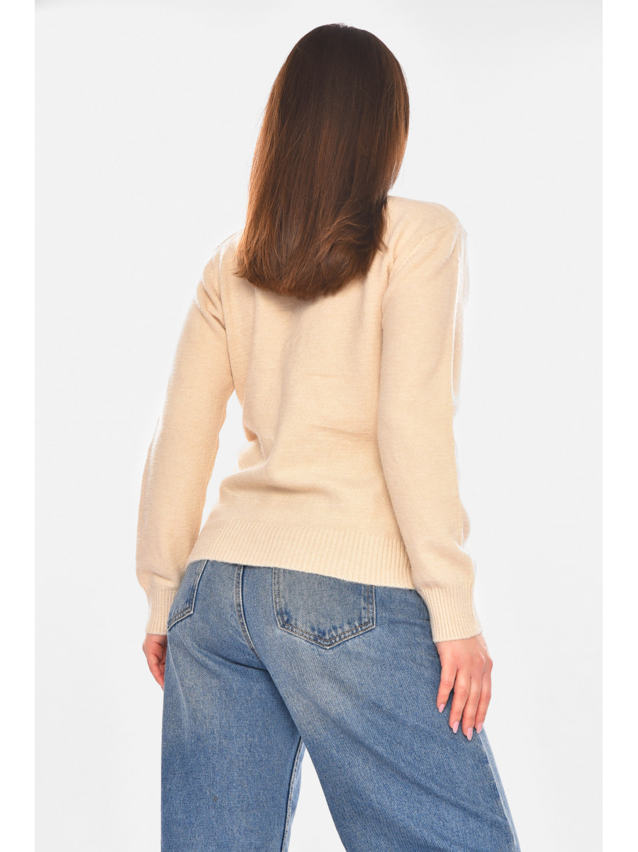 Свитер женский однотонный бежевого цвета 9070 210416C
