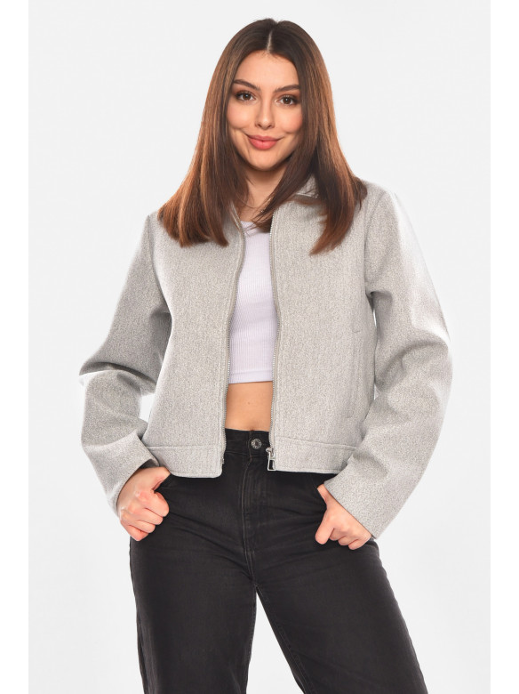 Куртка женская демисезонная укороченная серого цвета 17755 210418C