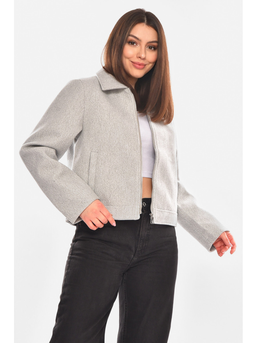 Куртка женская демисезонная укороченная серого цвета 17755 210418C