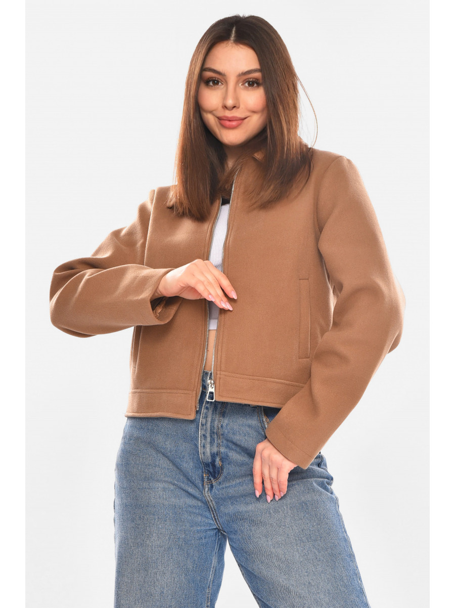 Куртка женская демисезонная укороченная коричневого цвета 17755 210419C