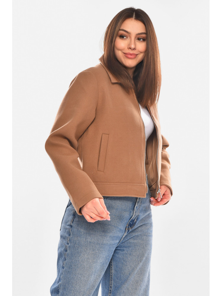 Куртка женская демисезонная укороченная коричневого цвета 17755 210419C