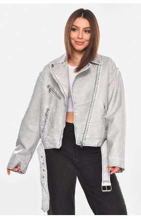 Куртка жіноча демісезонна еко-шкіра сірого кольору 2362 210420C