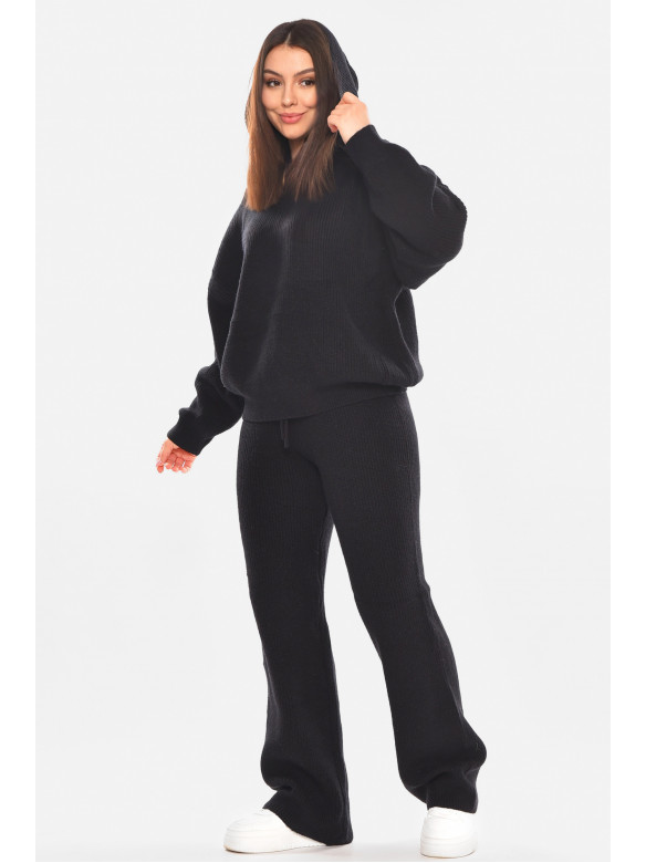 Костюм женский однотонный черного цвета 858 210424C