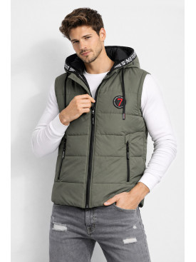 Жилетка чоловіча демісезонна темно-бежевого кольору 6009 210425C