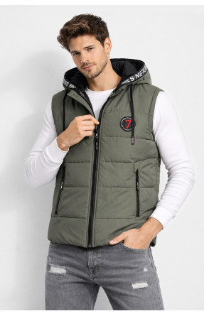 Жилетка чоловіча демісезонна темно-бежевого кольору 6009 210425C