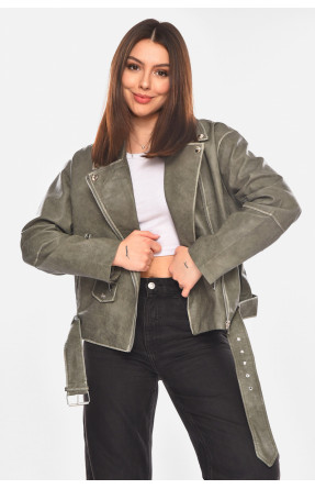 Куртка жіноча демісезонна еко-шкіра кольору хакі 3507-3 210427C