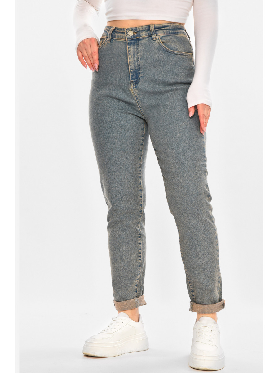 Джинси жіночі однотонні синього кольору 4115 210429C