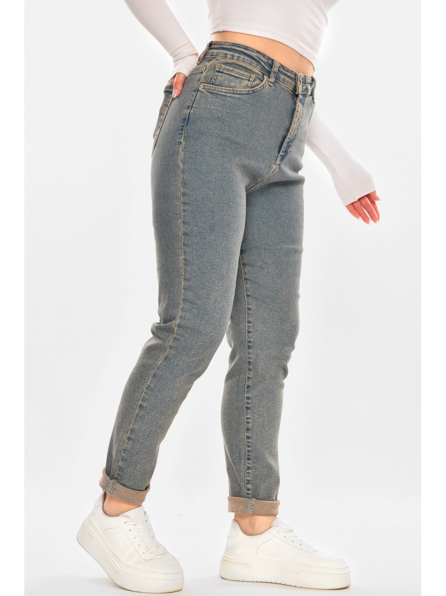 Джинси жіночі однотонні синього кольору 4115 210429C