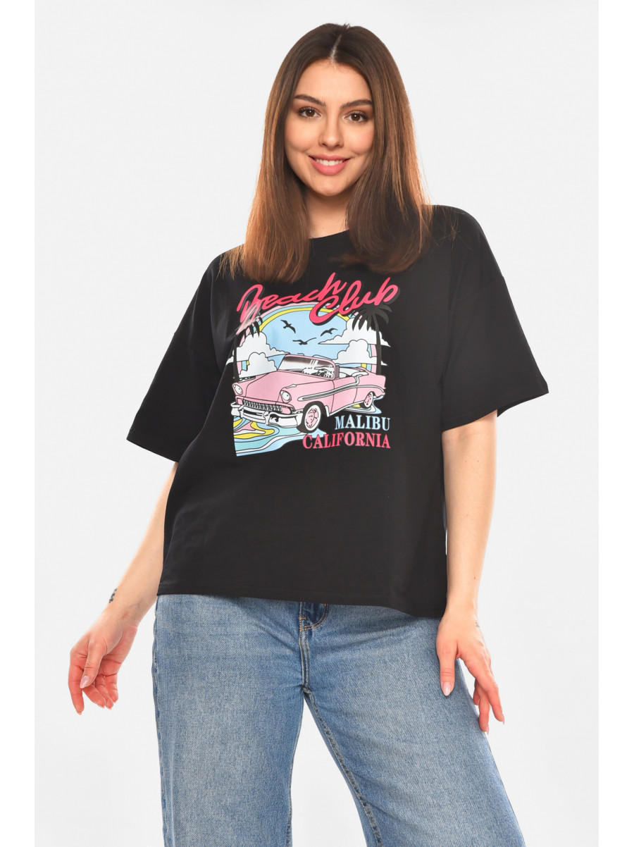 Футболка женская черного цвета с принтом 2505 210433C