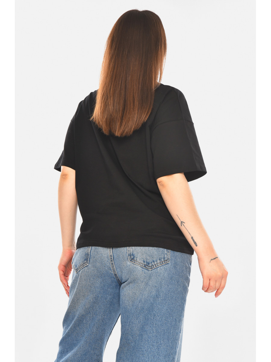 Футболка женская черного цвета с принтом 2505 210433C